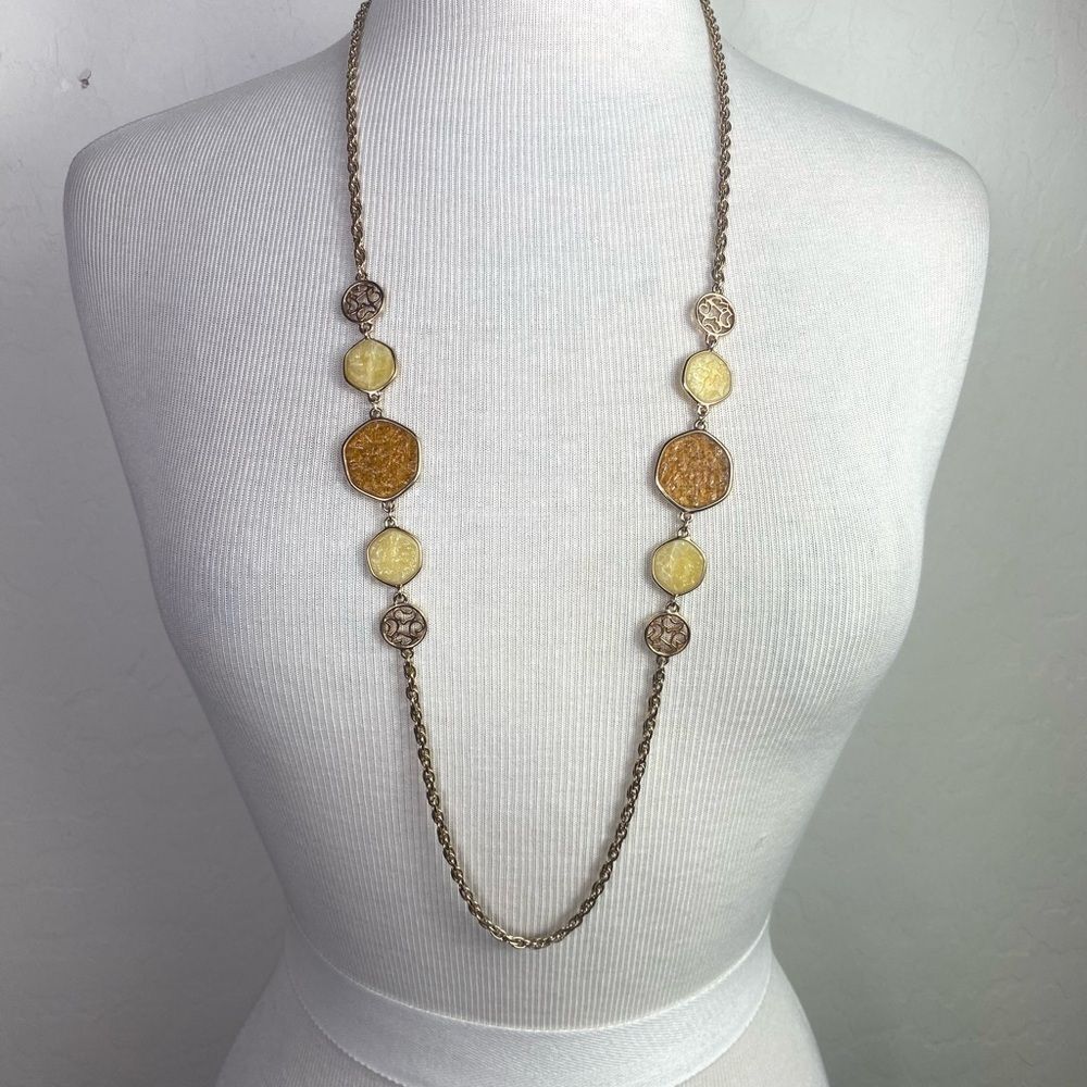 Sara Coventry necklace “A Taste Of Honey “ gold tone chain resin